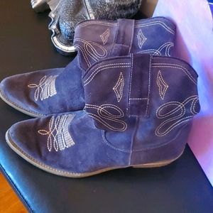Blue Suede Cowboy Boots